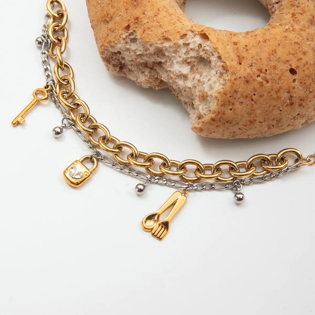 Two toned charm bracelet