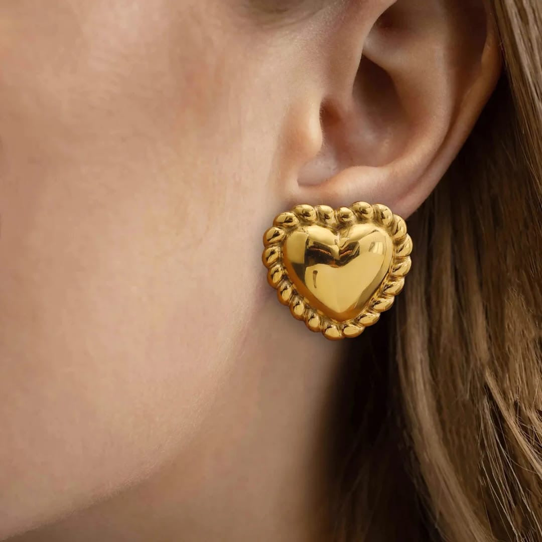 Heart earring  Mix metal (shade) Gold shade