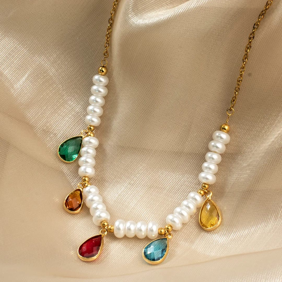 Multi colour drop necklace