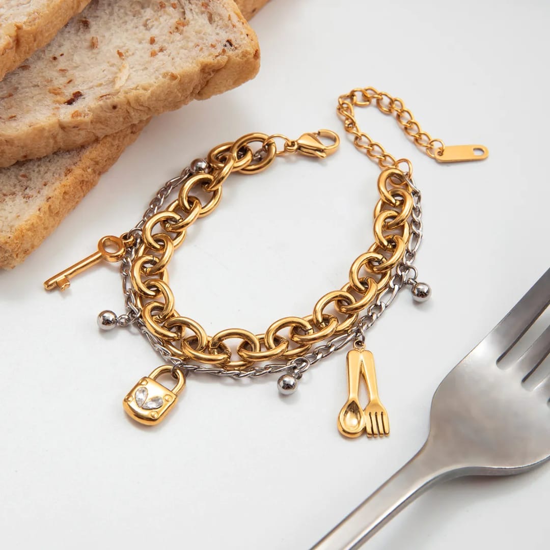 Two toned charm bracelet
