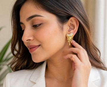 Drippy Heart Earrings Embellished in American Diamond