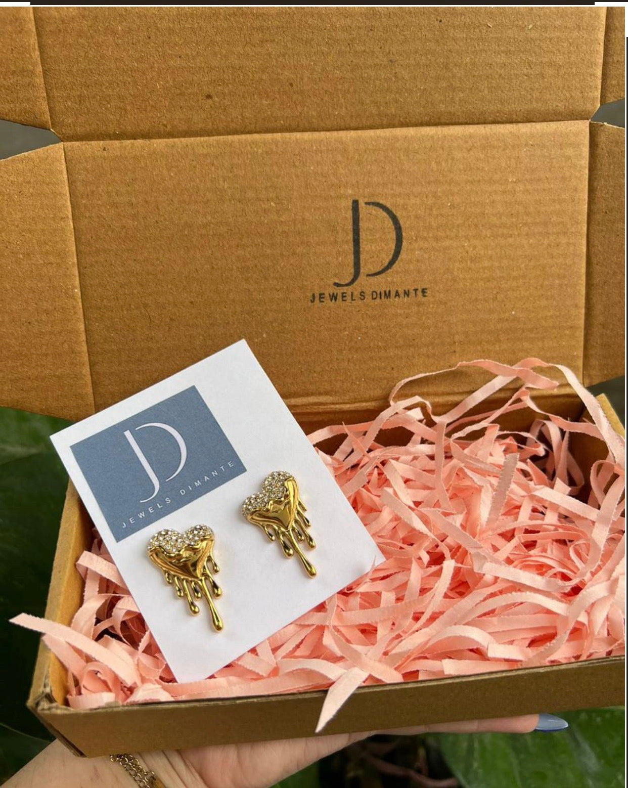 Drippy Heart Earrings Embellished in American Diamond