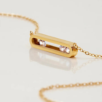 Moveable Stone Necklace Gold Plated