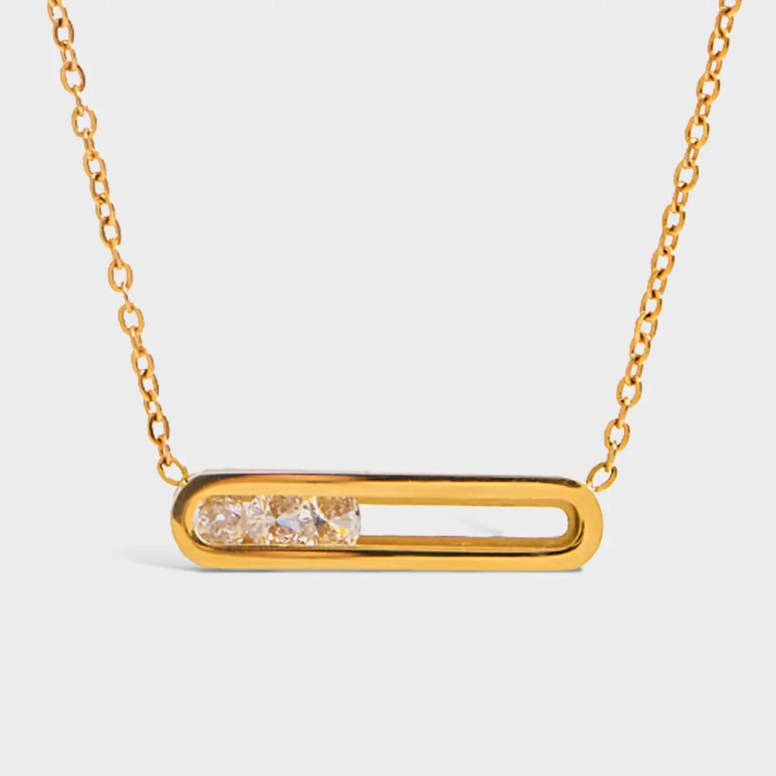 Moveable Stone Necklace Gold Plated