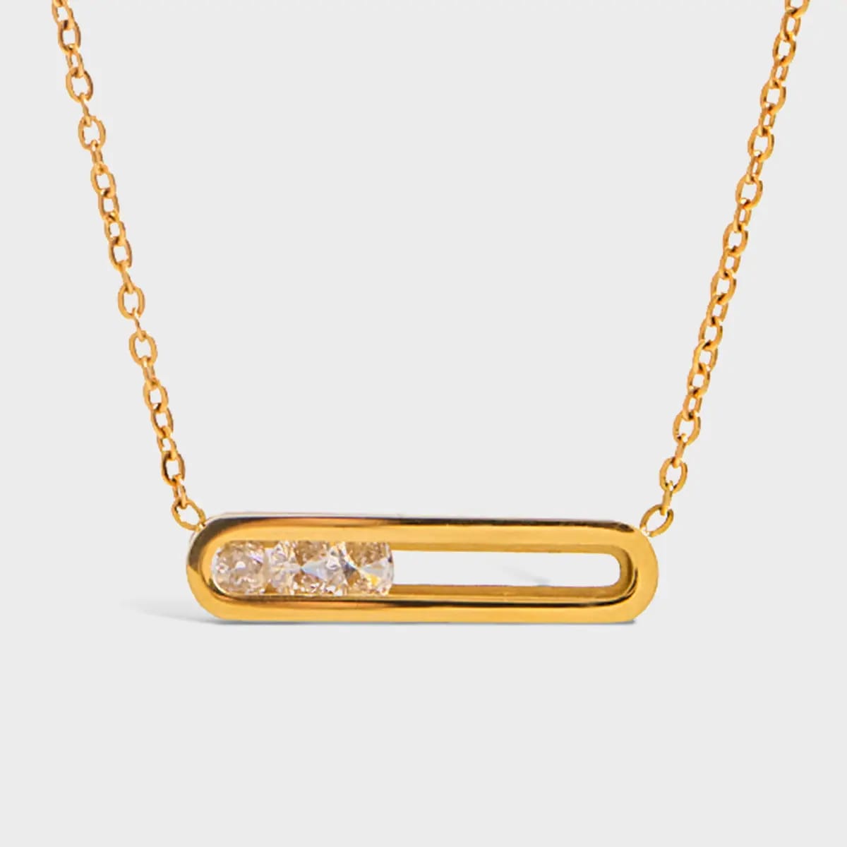 Moveable Stone Necklace Gold Plated