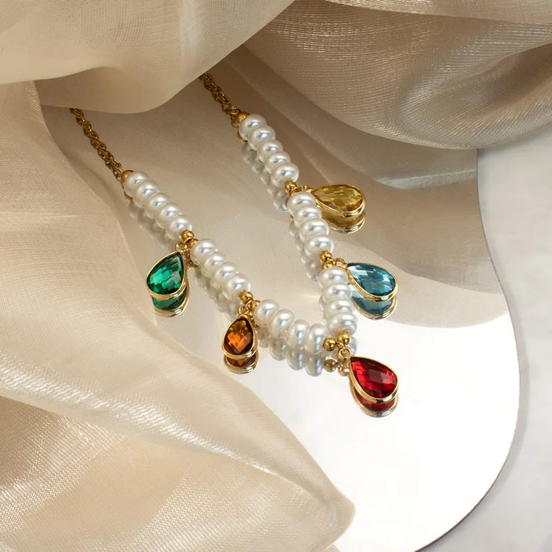 Multi colour drop necklace