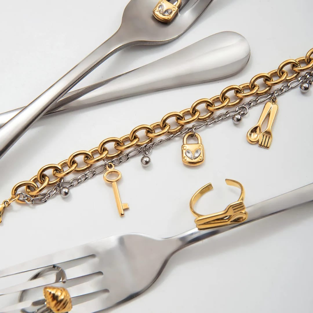 Two toned charm bracelet