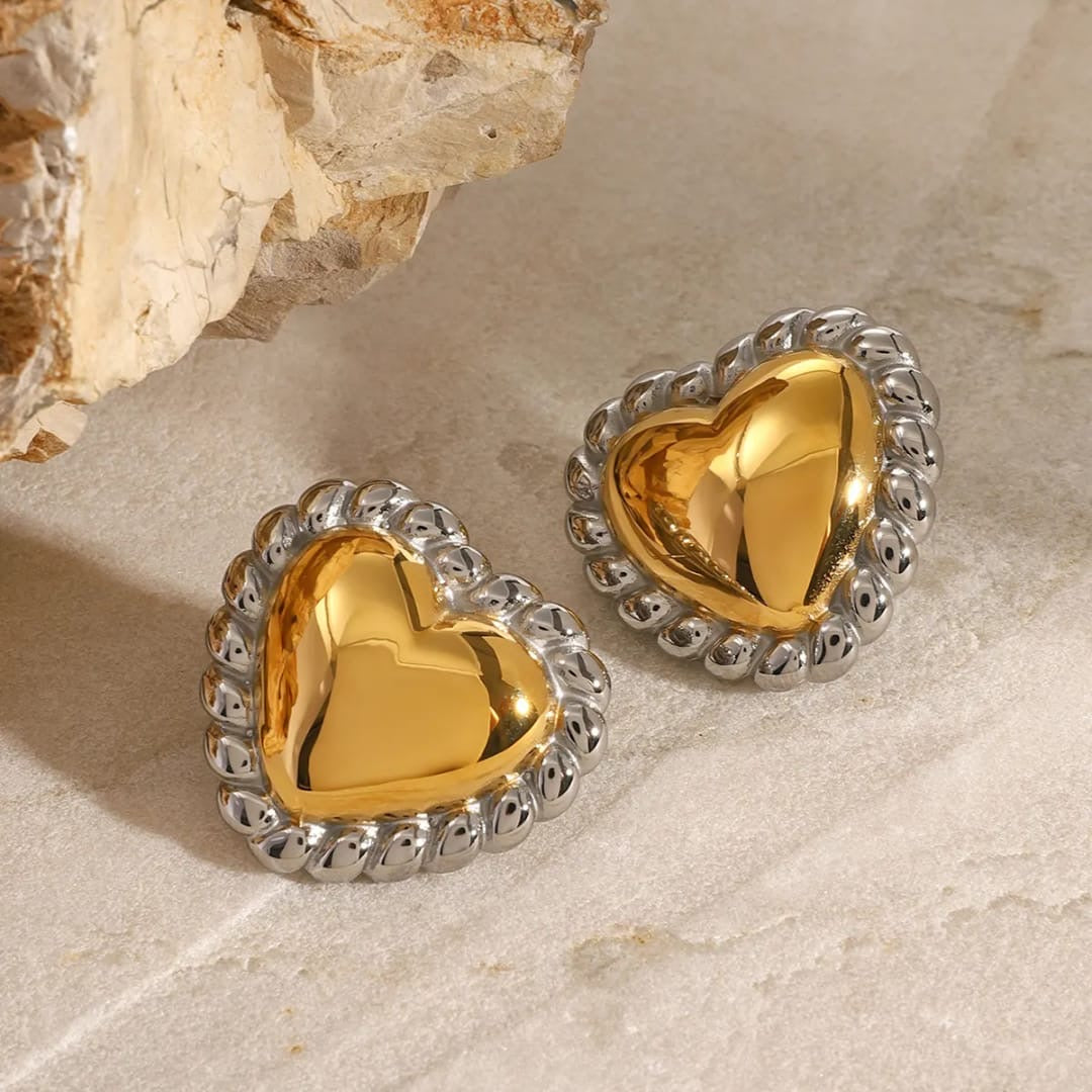 Heart earring  Mix metal (shade) Gold shade